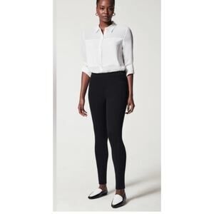 Spanx Jean-ish Ankle Leggings Womens Large Black Pull On Stretch Skinny Leg